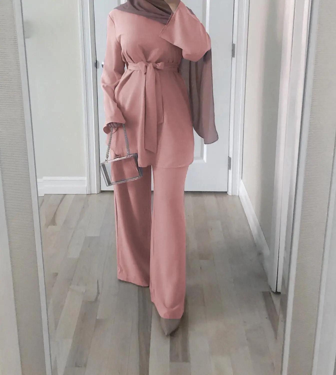 2 шт. Дубай Abaya турецкий хиджаб мусульманское платье Женская кафтан мусульманская