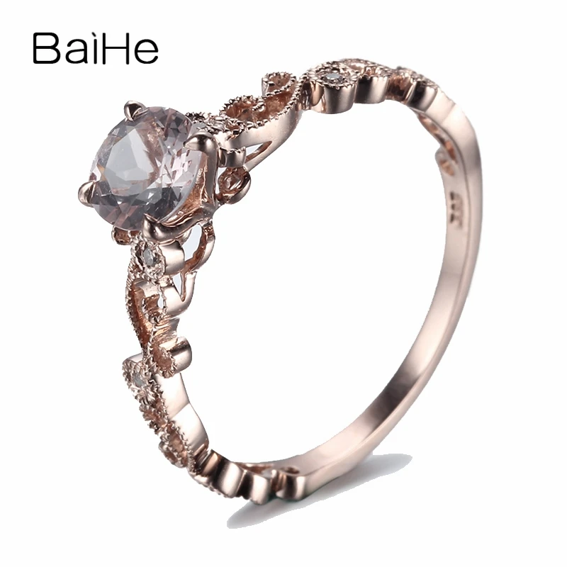 BAIHE Solid 14K Rose Gold 0.55ct Flawless Genuine Morganite Wedding Women Trendy Fine Jewelry Ring | Украшения и аксессуары