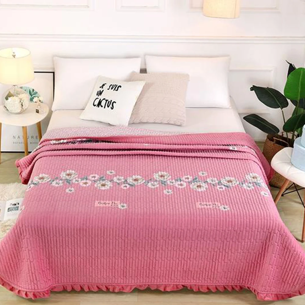 

Nordic Quilting Warm Soft Crystal Velvet King Bedspread Blanket 200x230cm Stitching Bed Covers Mattress Not Including Pillowcase