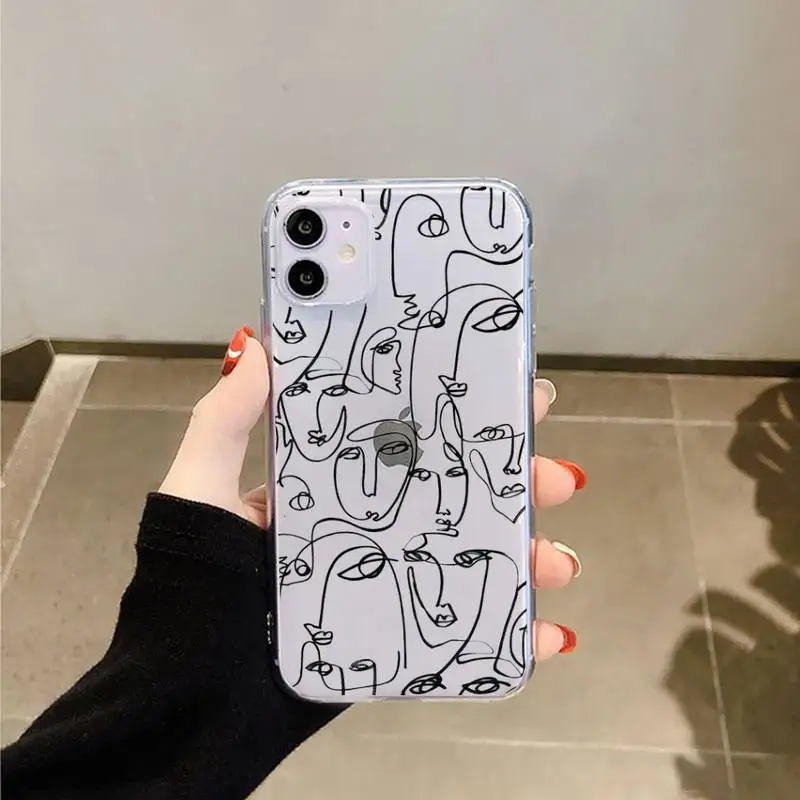 

Funny Abstract Art Lines Fashion Phone Case Transparent soft For iphone 5 5s 5c se 6 6s 7 8 11 12 plus mini x xs xr pro max