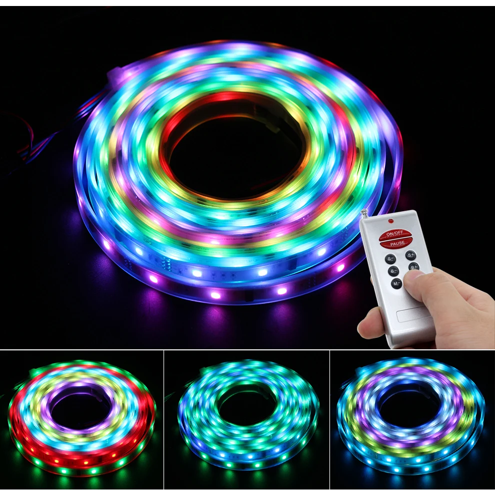 Dream color RGB Светодиодная лента 5050 30 светодиодный s/M IP67 водонепроницаемый внутренний Outdopr Настенный декор с 133 программы RF контроллер+ адаптер