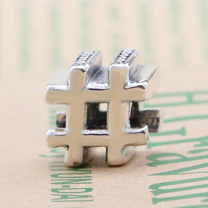 

Claudia 100% Authentic 925 Sterling Silver # Label symbol beaded Fit Original Bracelet Pendant DIY Jewelry Charms Gift
