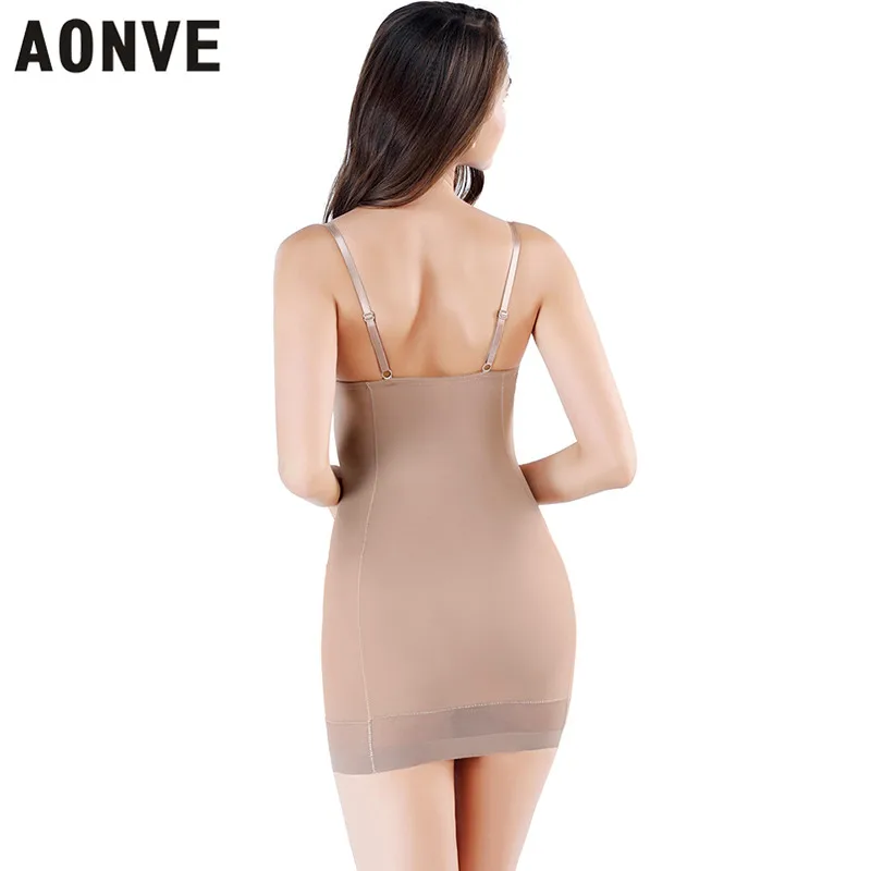 Aonve High Elasticity Midi Sleeveless Dress Slimming Women Shapewear Black Sexy Body Shaper Lady Underwear Plus Size XL | Женская одежда