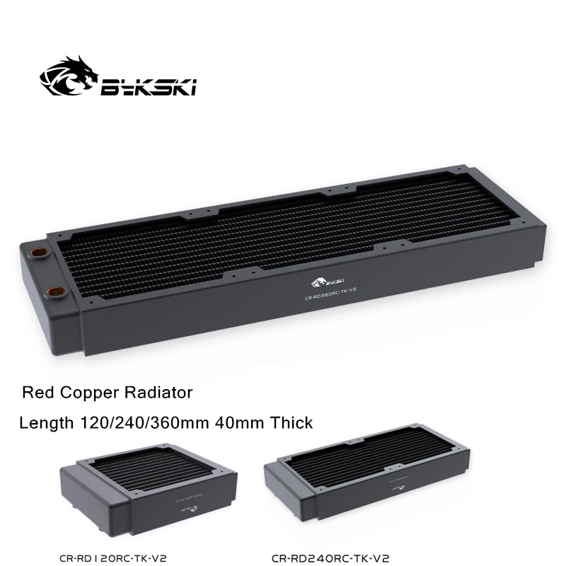 

Bykski компьютерный кулер для воды радиатора красный Медь Dual-файл Толщина 40 мм теплообменники CR-RD120 /240/ 360RC-TK-V2 вентилятор Cooler