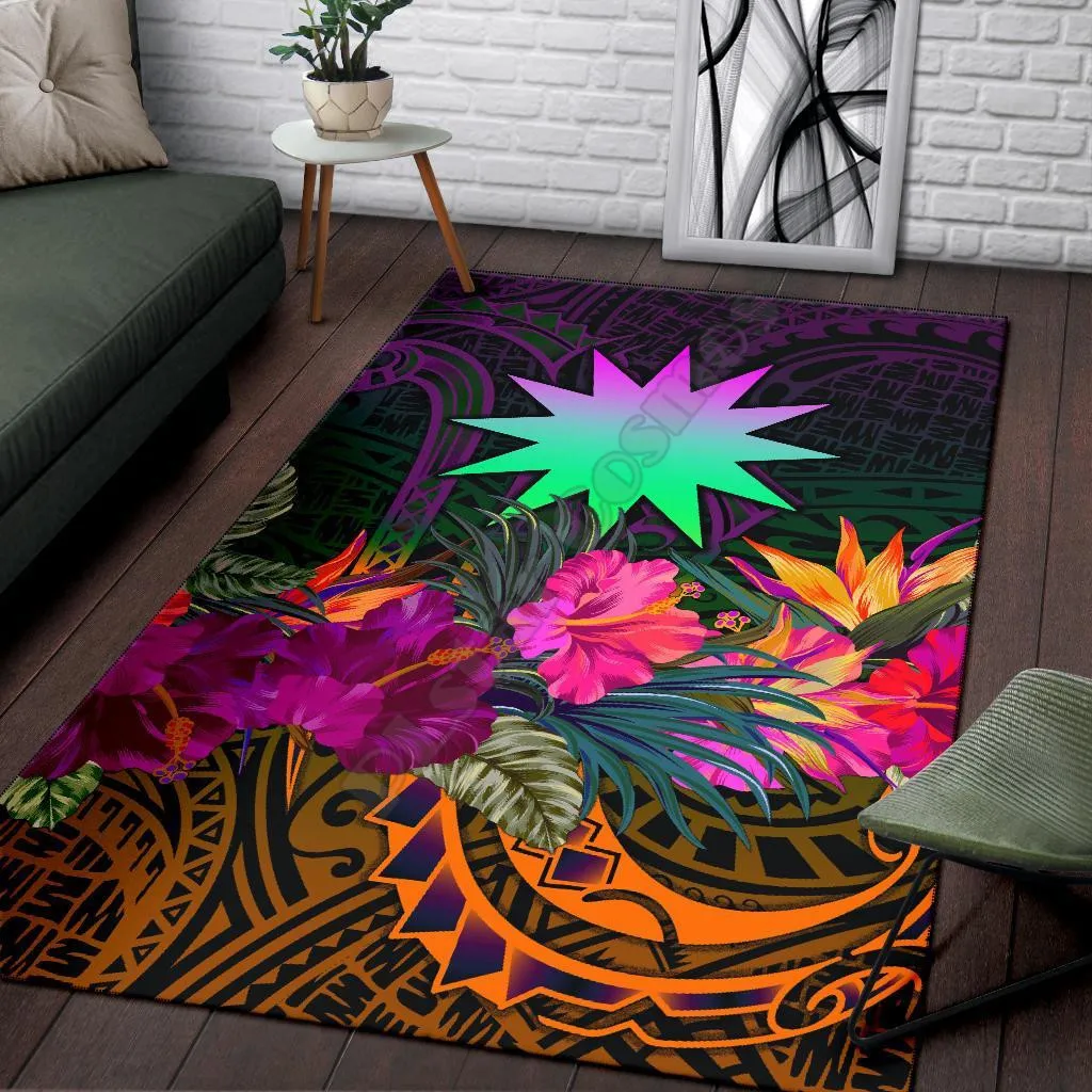 

Nauru Area Rug Summer Hibiscus 3D Printed Carpet Mat for Living Room Doormat Flannel Print Bedroom Non-slip Floor Rug