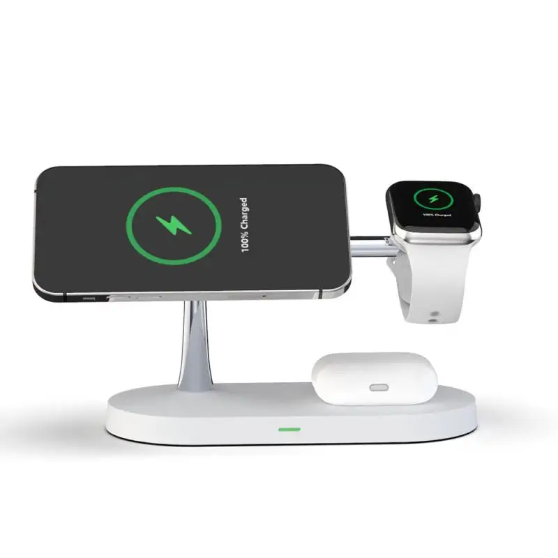 

15W Fast Wireless Charger Stand for iPhone Apple Watch headphone 4 in 1 Foldable Magnetic Charging Dock Station With Night Light