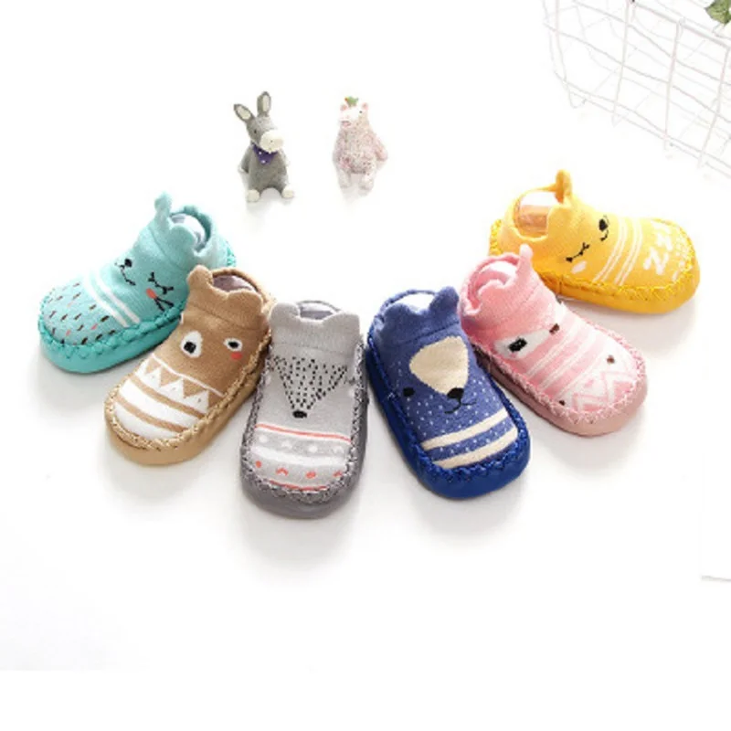 

0-24M Cartoons Baby Sos with Rubber Soles Infant So Newborn Autumn Winter Children Floor Sos Shoe Anti Slip Soft Sole So