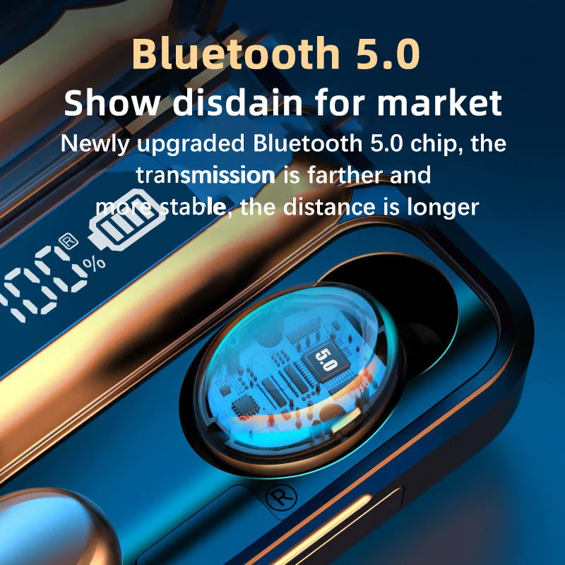 TWS стереонаушники F9 с поддержкой Bluetooth 5 0 и зарядным футляром|Наушники гарнитуры| |