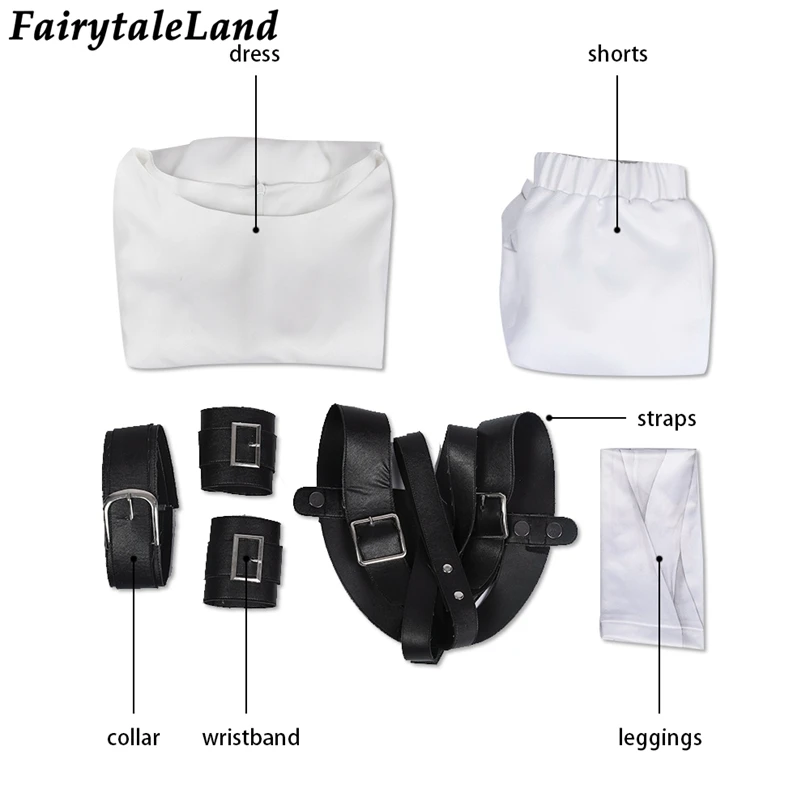 

Nier Reincarnation Cosplay White Litttle Girl Costume Anime Halloween Cute White Dress with Props
