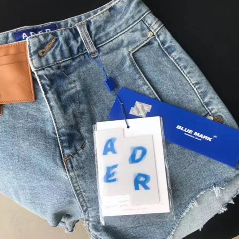 

Casual Female Fashion Adererror Denim Shorts Summer Women Hole Damage Push Up Skinny Slim Sexy Ader error Irregular Short Jeans