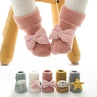 Детские теплые носки для новорожденных, детские Нескользящие носки, милые Мультяшные хлопковые детские носки с резиновой подошвой, теплые носки для малышей