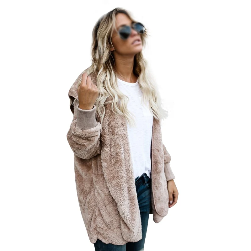 Осенне-зимнее длинное Двустороннее пальто из искусственного меха для женщин