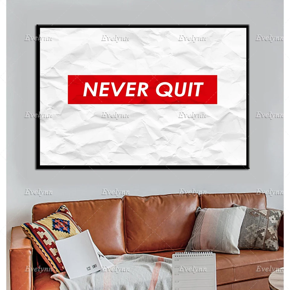 

Мотивационная Печать на холсте «никогда не броситесь», успешные художественные цитаты, офисные художественные принты, плакат, модульный де...