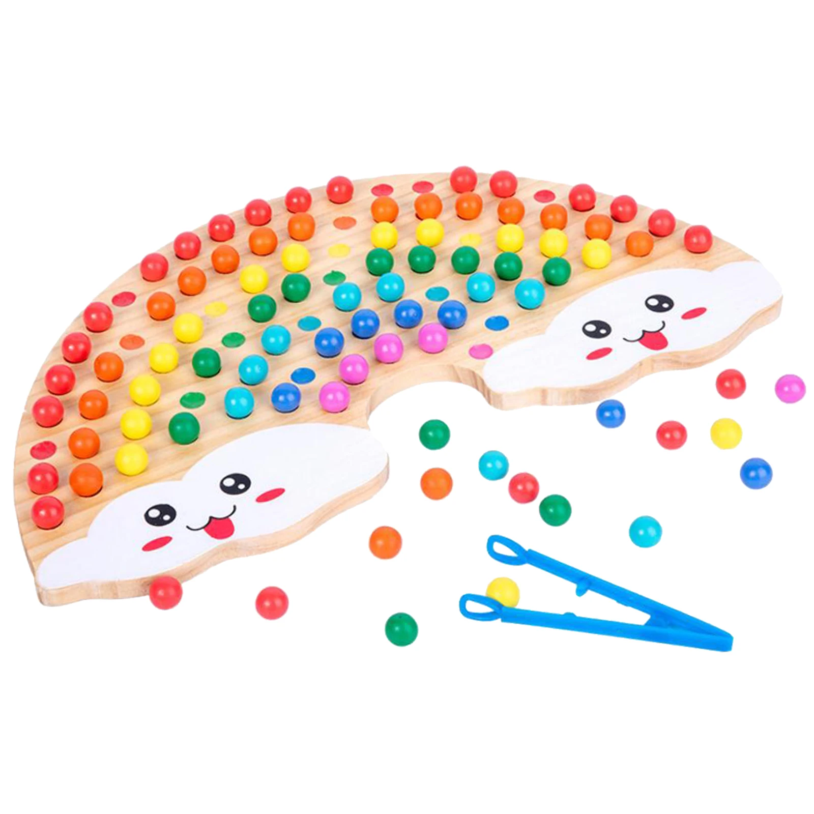 

Wooden Board Beading Game Puzzle Montessori Color Matching Learning Toy