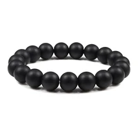 men bracelet natural 10mm lava matte black beads stone bracelets stretch charm men women healing energy jewelry pulsera hombre