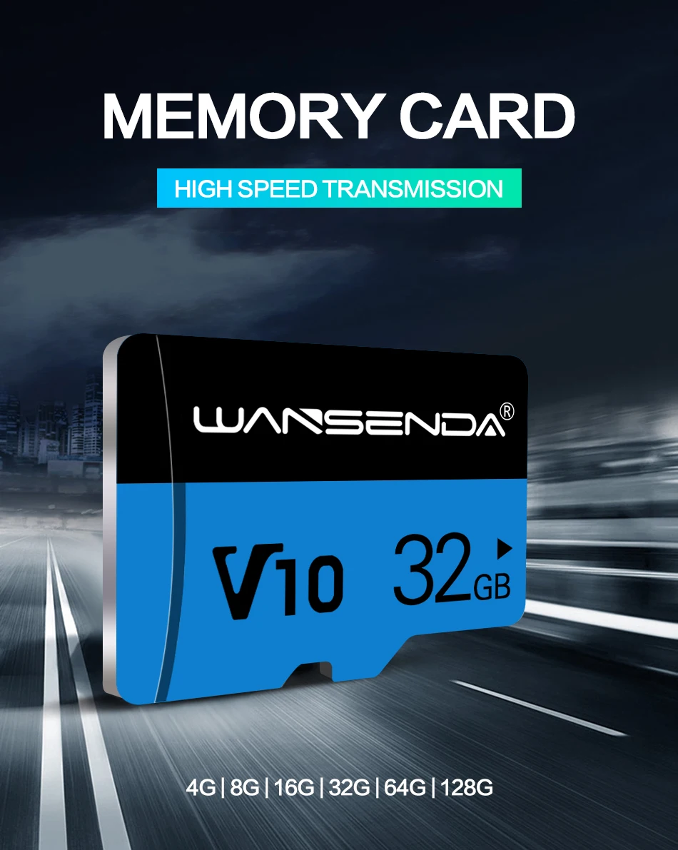 WANSENDA, карта памяти, Micro SD, 16 ГБ, 32 ГБ, 64 ГБ, класс 10, Microsd, TF карта, 128 ГБ, Transflash, 4 K, карта с бесплатным адаптером