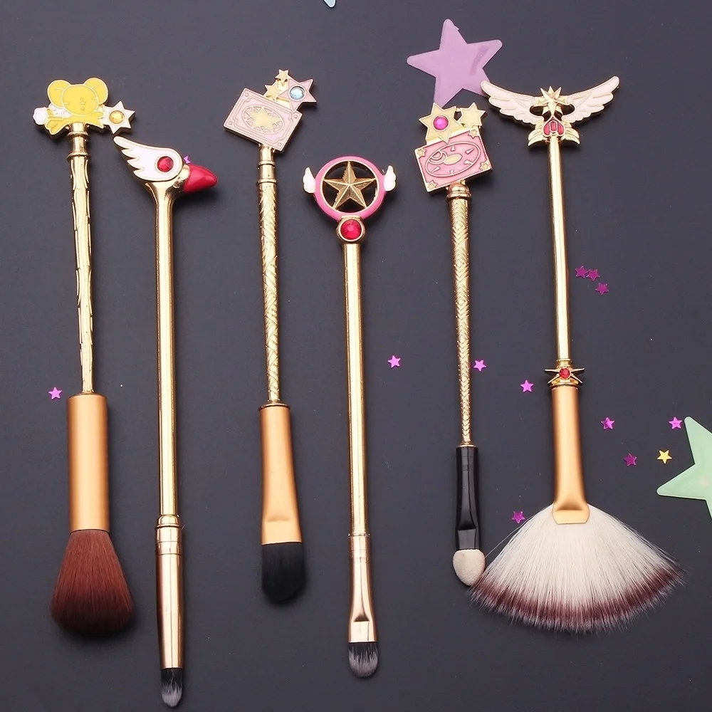 

6 Pcs Metal Makeup Brush Set Girl Heart Original Design Eyeshadow Blush Makeup Brush Anime Peripheral Gift