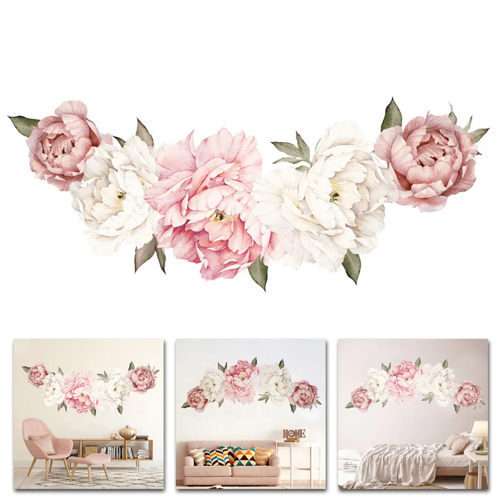 

PVC Peony Flower Blossom Wall Stickers Kids Room Baby Nursery Decor Decal Use UK