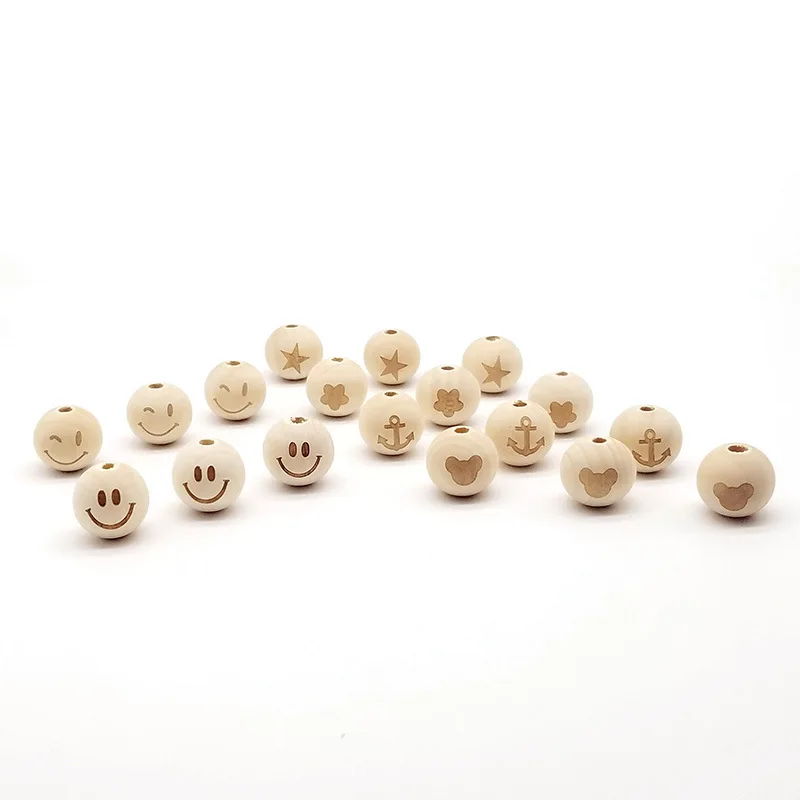10 шт DIY ювелирные изделия 20 мм дерево цвет лазерная гравировка смайлик звезда Корона Слон Лотос деревянный шарик серьги браслет аксессуары