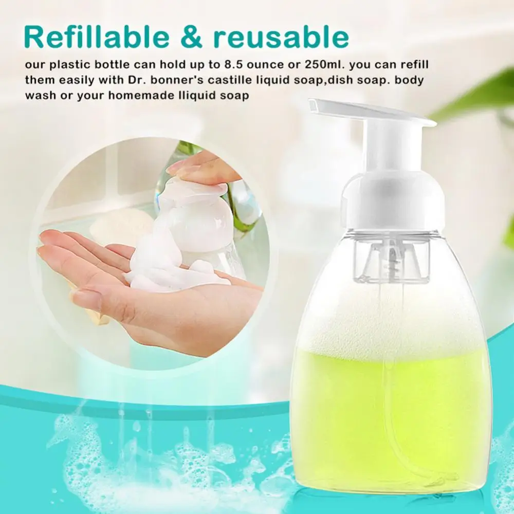 

250ml Clear Bottle Travel Refillable Shampoo Lotion Foaming Pump Bottle Soap Dispenser Travel Foaming Fine Shampoo Dropship