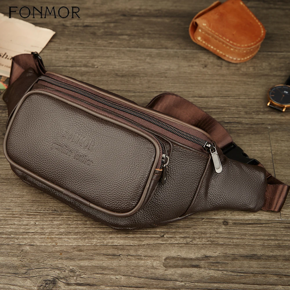 Модные Мужские поясные сумки из натуральной кожи Fonmor Мужской органайзер