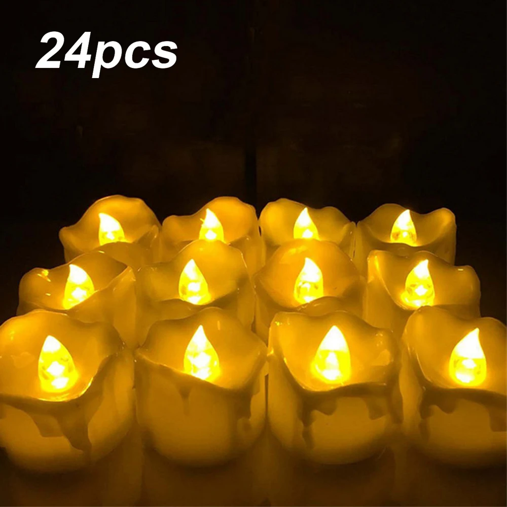 24 шт Электрические Пластиковые свечи для рождества Хэллоуина свадебного