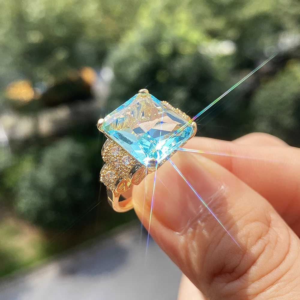 Кольца Huitan с большим квадратным камнем женские перстни для свадебной вечеринки