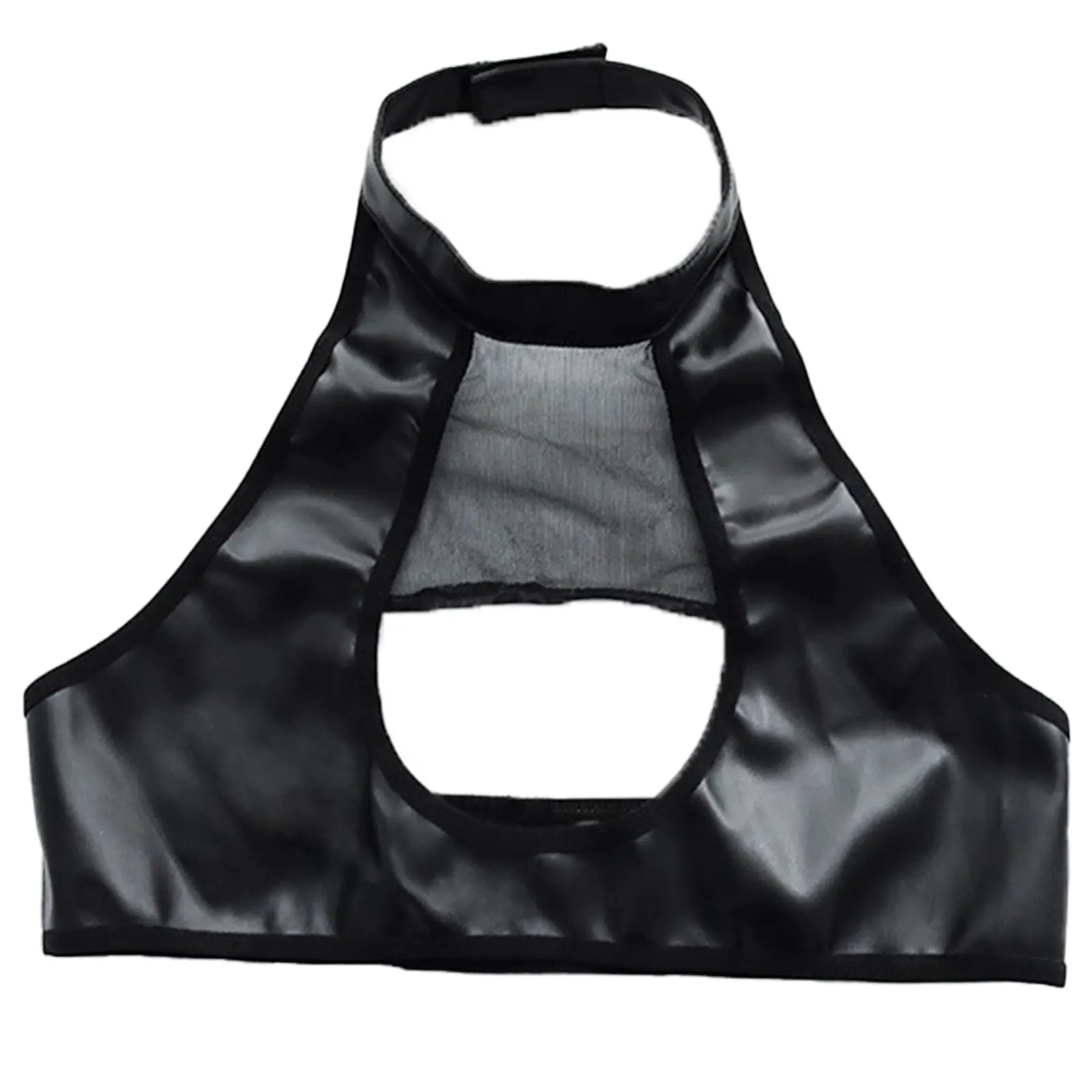 

Women Devil Cosplay Costume Patent Leather Lingerie Suit Role Play Halloween G-string Halter Neck Hollow Out Bra Tops with Wing