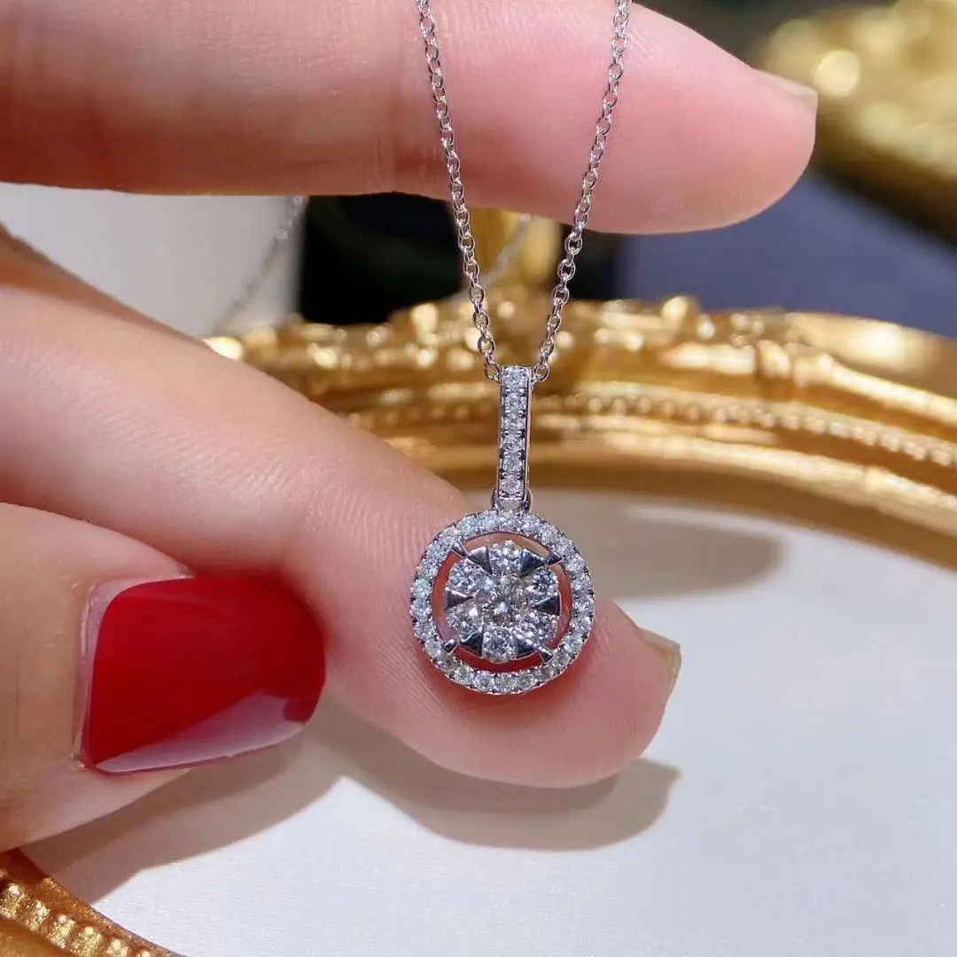 

DIWENFU 14K Rose Gold 45cm Necklace Diamond Jewelry Pendant for Women Collares Mujer 925 Silver Bijoux Femme Pendant Female