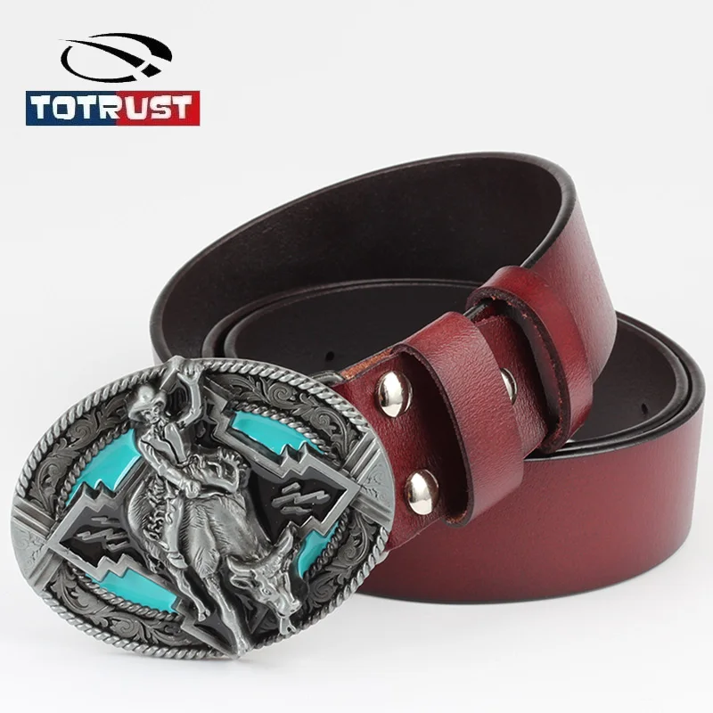 

TOTRUST Cowboy Leather Belt For Men 2020 Strap Waist Belt Male Second Layer Cow Skin Top Quality Retro Punk Belt For Jean