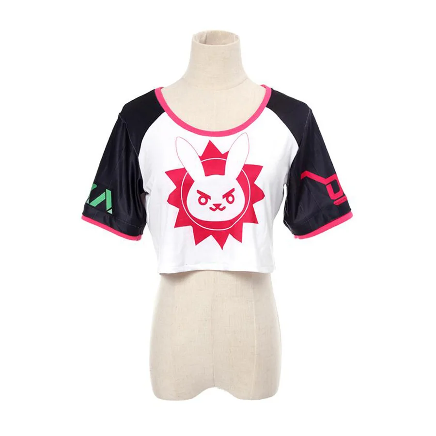 Игра Overwatch Dva Косплей короткий рукав кролик графика Tee Hana песня белый черный