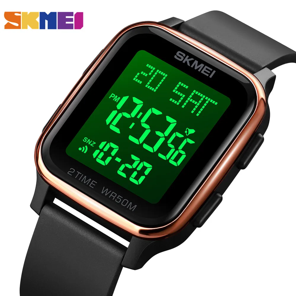 

SKMEI Fashion LED Light Digital Watch Mens 5Bar Waterproof Calendar Countdown Electronic Wristwatches Clock reloj hombre 1858