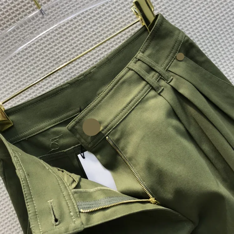 

2021 New Loose Cargo Pants Women High-end Brand Retro High Waist Large Pocket Straight Trousers Spring Solid Color Casual Pants