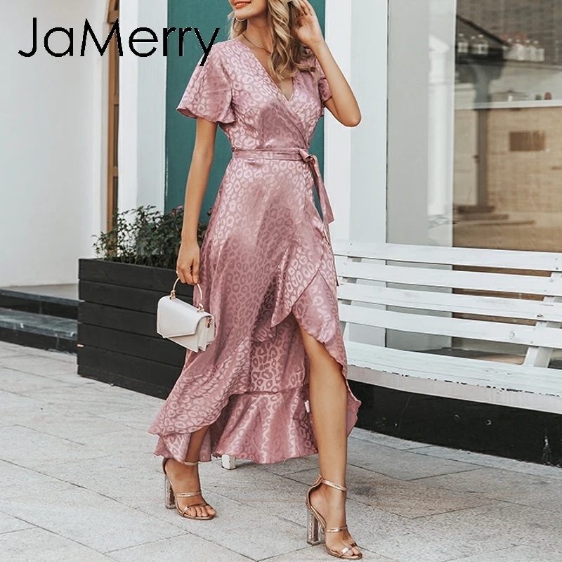 Женское винтажное платье с леопардовым принтом JaMerry Летнее Длинное в горошек