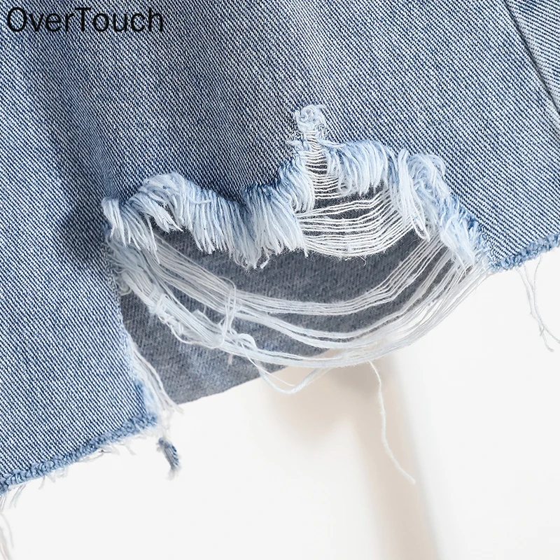 

Plus Size Women Jeans Pants High Waist Denim Ripped Hole Female Short Sexy Pants Pockets Blue Trousers Oversize S-5XL