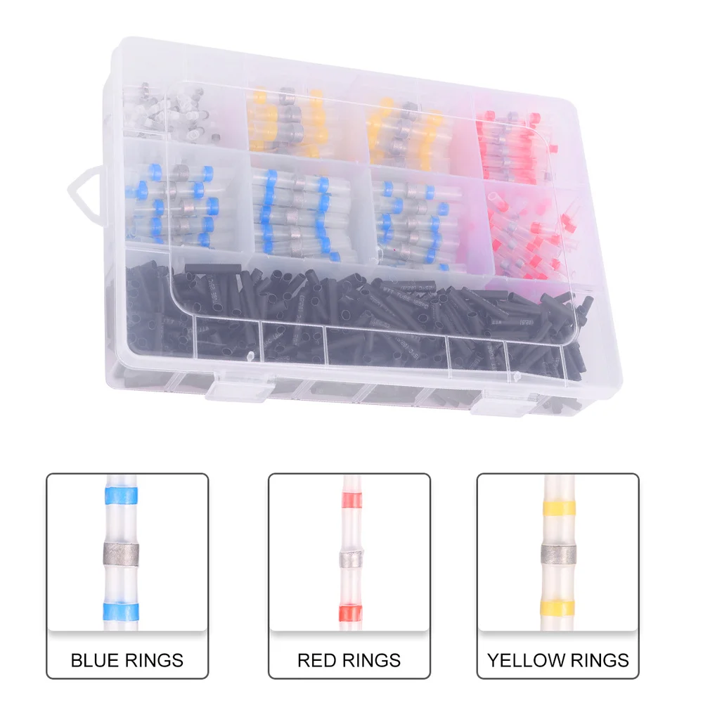 

600pcs Solder Rings Heat Shrink Tubing Simple Colorful Durable Solder Rings (25pcs Yellow, 60pcs Blue, 60pcs Red, 50pcs white,