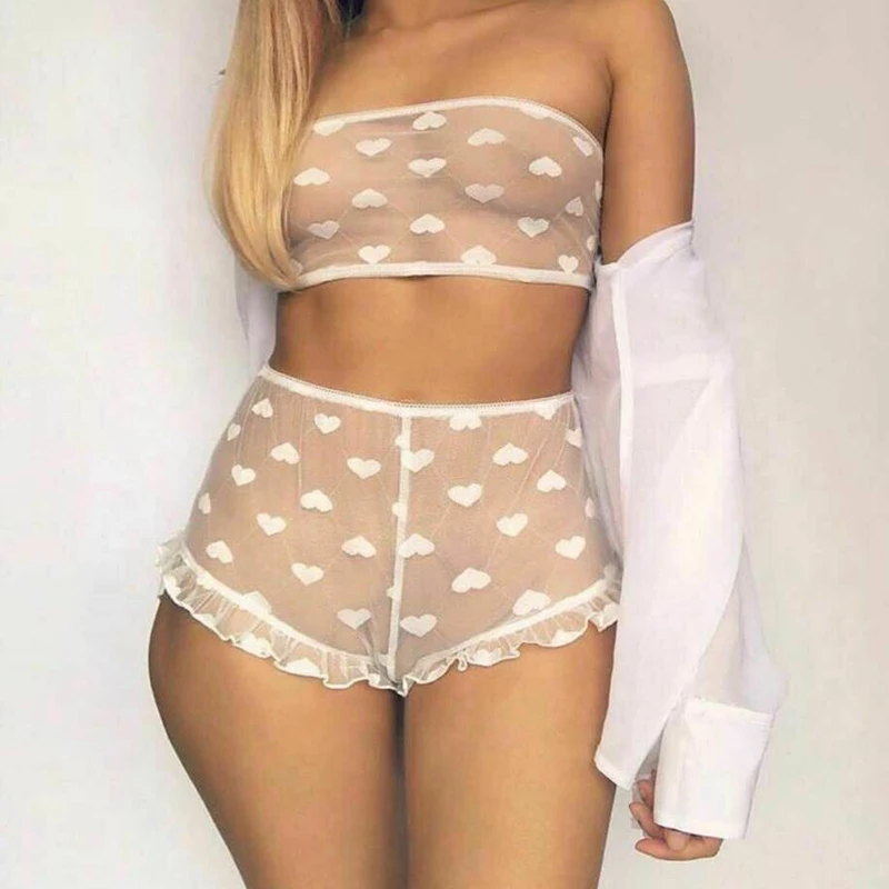 Сексуальное женское кружевное нижнее белье 2 шт. ночная рубашка пижамы Комплект