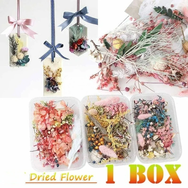 

1 Box of Dried Flowers and Dried Plants Scented Candle Resin Pendant Necklace Jewelry Making Process DIY Accessories Photo Props