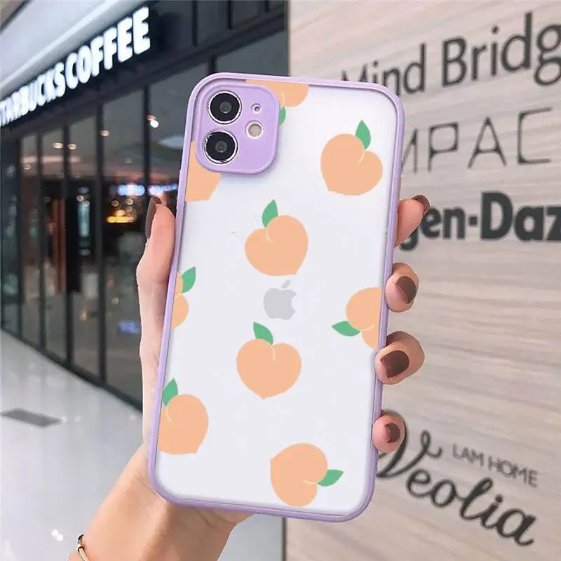 

peach Phone Case Matte For iPhone 12 Mini 11 Pro XR XS Max 7 8 Plus X Hard PC Back Cover