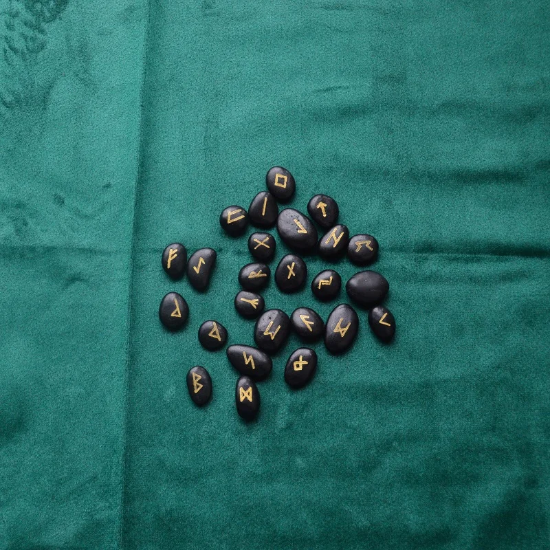 25 шт./компл. гравировкой Riverstones Руна викингов камни комплект ювелирных изделий