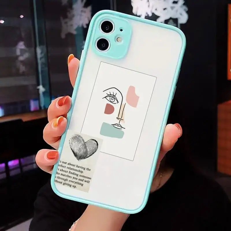 

Artistic Face Letter Phone Cases Matte Transparent For iPhone 12 Mini 11 Pro XR XS Max 7 8 Plus