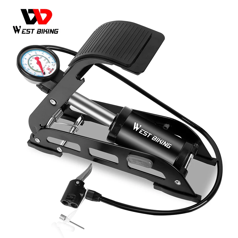 

WEST BIKING Bicycle Pump High Pressure Gauge Foot Inflator Floor Air Pump For MTB Road Bike Scooter Motorcycle Car Tire Pump