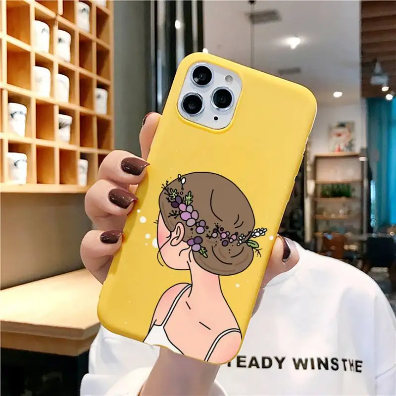 

Cute korean girl Phone Case for iphone 11 Pro Max X XS Max XR Candy Color Soft Cover For iPhone 7 8 6 6S Plus Funda Cases
