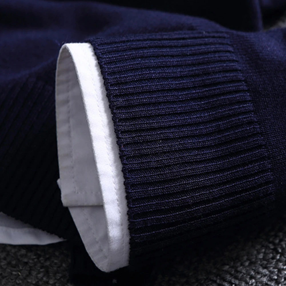 Мужской вязаный пуловер в полоску с круглым вырезом и длинным рукавом | Мужская