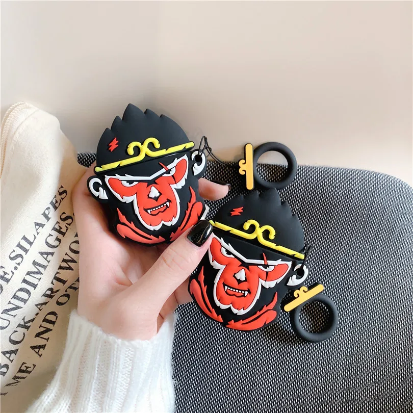 Милый силиконовый чехол для наушников с 3D рисунком Wukong для Apple New AirPods 1/2, беспроводная bluetooth-гарнитура