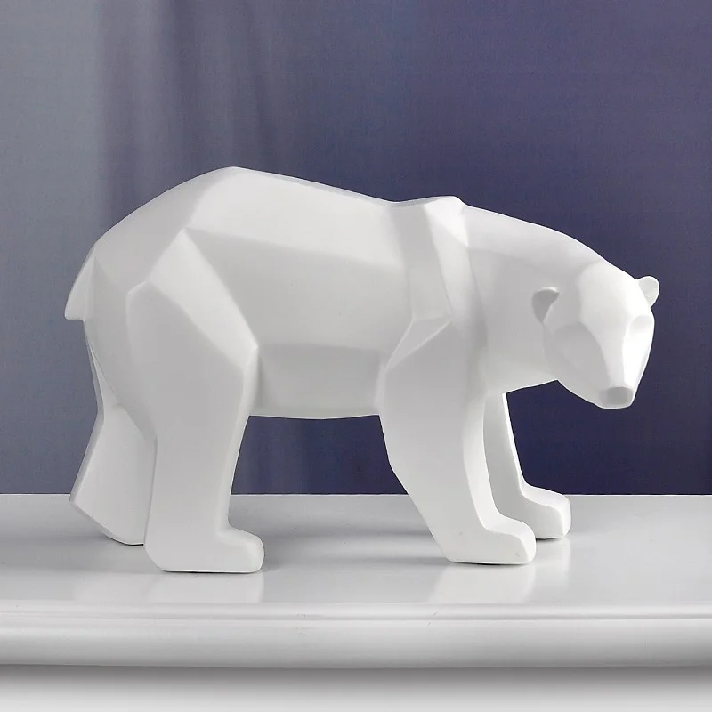 

Modern Resin Black Bear Statues Sculpture Decoration Geometric Crafts Gift TV Cabinet Office Statue For Decoration Garden Statue