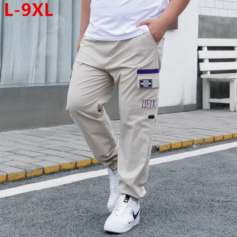 Cargo Pants Sport Men Joggers Hip Hop Male Fashion Harem Oversized Boys Plus Size 6XL 8XL 9XL Cotton Stretched Summer Trousers