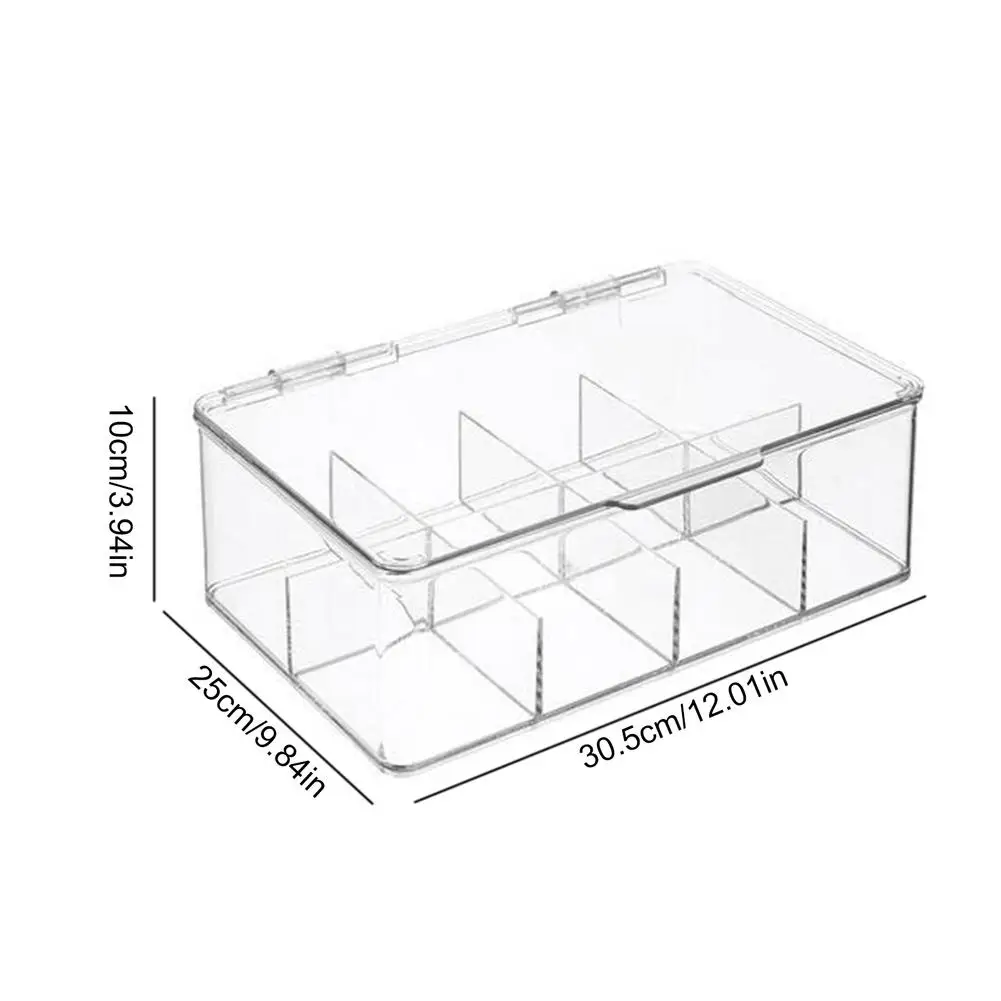 

Multipurpose Storage Box With Lid & 8 Divided Sections Plastic Tea Bag Holder Stackable Pantry Storage Bin For Home Kitchen Tool