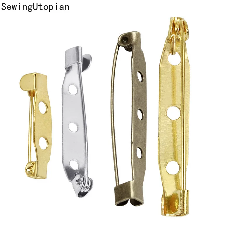 

200PCS Brooch Back Buckle Pin Safety Pins Name Badge Sewing Catch Bar Safety Needles Badge Fasteners for Craft Jewellery Making