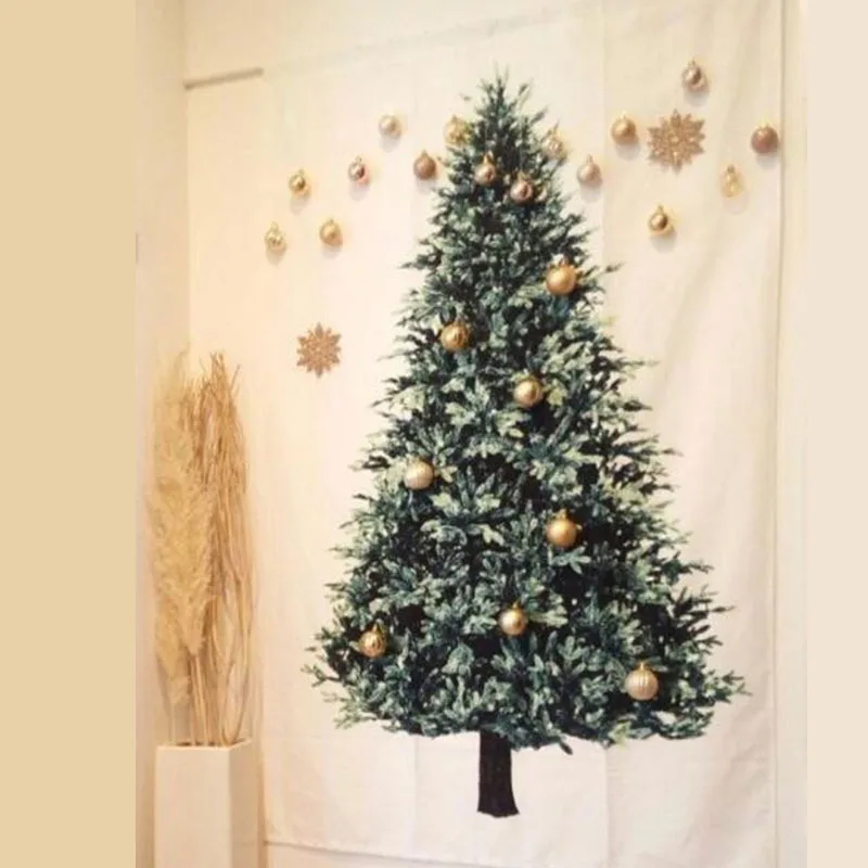 

Christmas Decor Background Cloth Wall Tapestry Deco Christmas TreeTapestry Wall Hanging Decoration Pine Tree Hanging Cloth Home